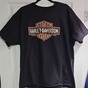 Harley-Davidson Black and Orange Short Sleeve Tee